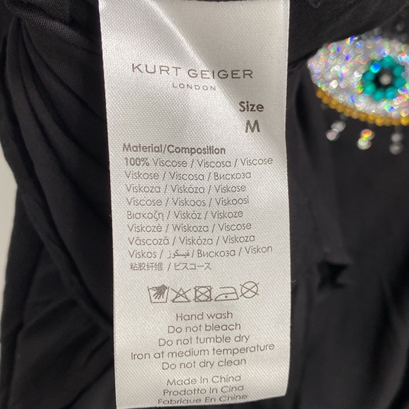 Kurt Geiger London Black Evil Eye Embellished Swim Cover Up Kaftan Size Medium - Picture 9 of 11